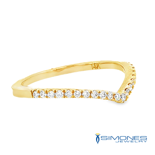 Yellow Gold Chevron Pave Diamond Stackable Ring Image 2 Simones Jewelry, LLC Shrewsbury, NJ