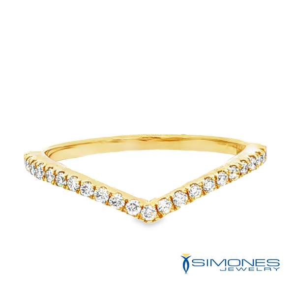 Yellow Gold Chevron Pave Diamond Stackable Ring Simones Jewelry, LLC Shrewsbury, NJ