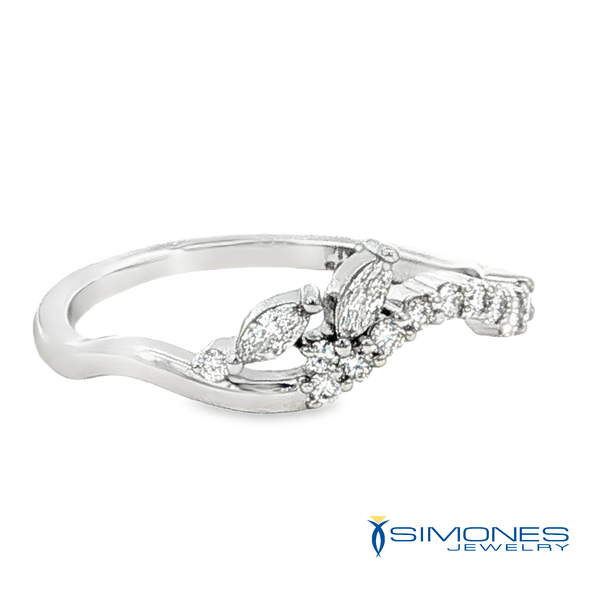 Marquise and Round Brilliant Diamond Curved Wedding Band in Platinum Image 2 Simones Jewelry, LLC Shrewsbury, NJ