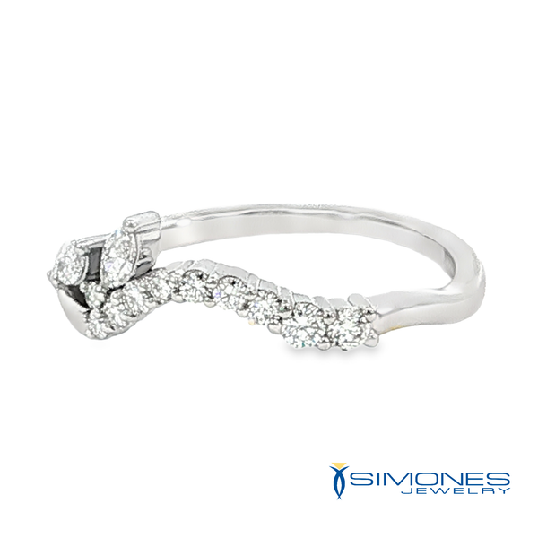 Marquise and Round Brilliant Diamond Curved Wedding Band in Platinum Image 3 Simones Jewelry, LLC Shrewsbury, NJ