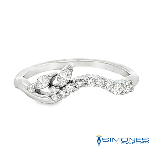 Marquise and Round Brilliant Diamond Curved Wedding Band in Platinum Simones Jewelry, LLC Shrewsbury, NJ