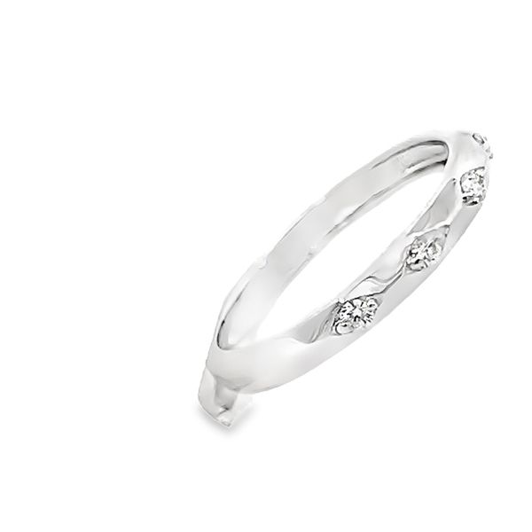 14K White Diamond Stack Band Image 2 Simones Jewelry, LLC Shrewsbury, NJ