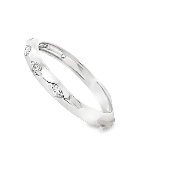 14K White Diamond Stack Band Image 3 Simones Jewelry, LLC Shrewsbury, NJ