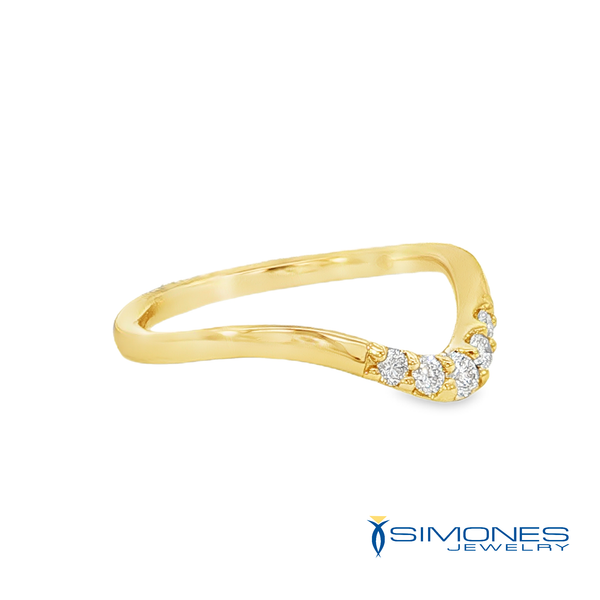 14K Yellow Curved Diamond Band Image 2 Simones Jewelry, LLC Shrewsbury, NJ
