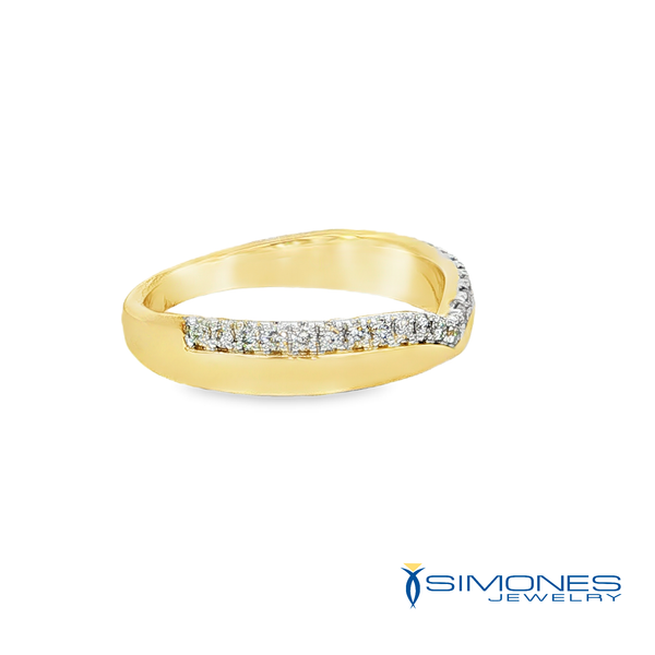 14K Yellow Diamond Band With V Flair Image 2 Simones Jewelry, LLC Shrewsbury, NJ