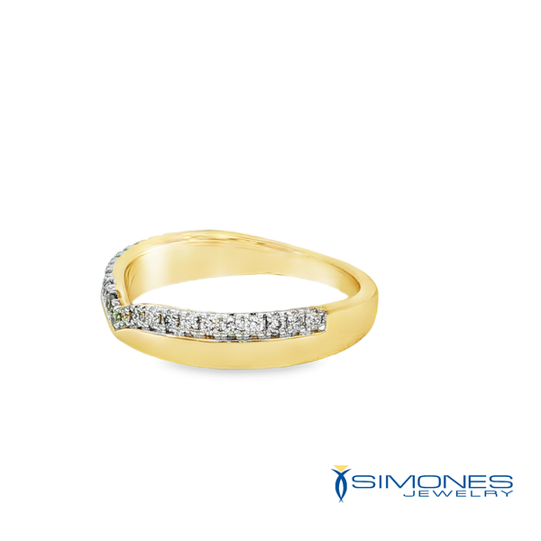14K Yellow Diamond Band With V Flair Image 3 Simones Jewelry, LLC Shrewsbury, NJ