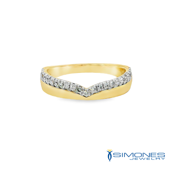 14K Yellow Diamond Band With V Flair Simones Jewelry, LLC Shrewsbury, NJ