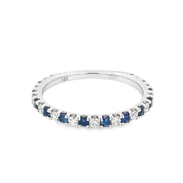14K White Diamond & Sapphire Band Image 2 Simones Jewelry, LLC Shrewsbury, NJ