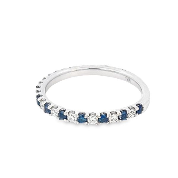 14K White Diamond & Sapphire Band Image 3 Simones Jewelry, LLC Shrewsbury, NJ