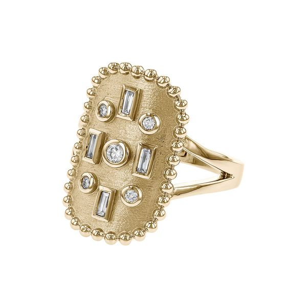14K Yellow Gold Diamond Shield Ring Image 3 Simones Jewelry, LLC Shrewsbury, NJ