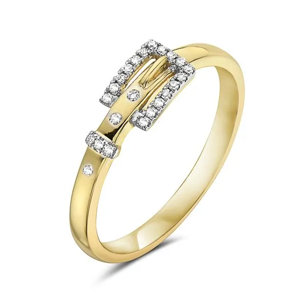 14K Yellow Gold Diamond Buckle Ring Simones Jewelry, LLC Shrewsbury, NJ