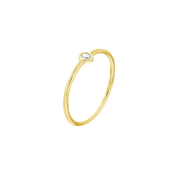 Yellow Gold Pear Diamond Bezel Set Ring Image 2 Simones Jewelry, LLC Shrewsbury, NJ