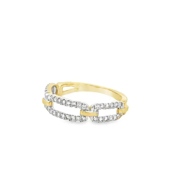14K Yellow & White Diamond Paper Clip Styel Ring Image 2 Simones Jewelry, LLC Shrewsbury, NJ