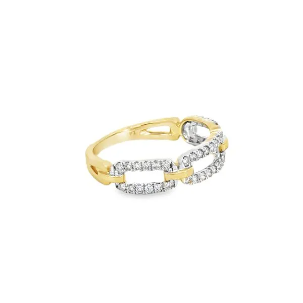 14K Yellow & White Diamond Paper Clip Styel Ring Image 3 Simones Jewelry, LLC Shrewsbury, NJ