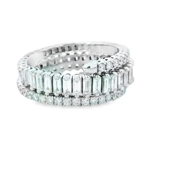 14K White 2.00ct.tw. Flexible Baguette & Round Diamond Band Image 2 Simones Jewelry, LLC Shrewsbury, NJ
