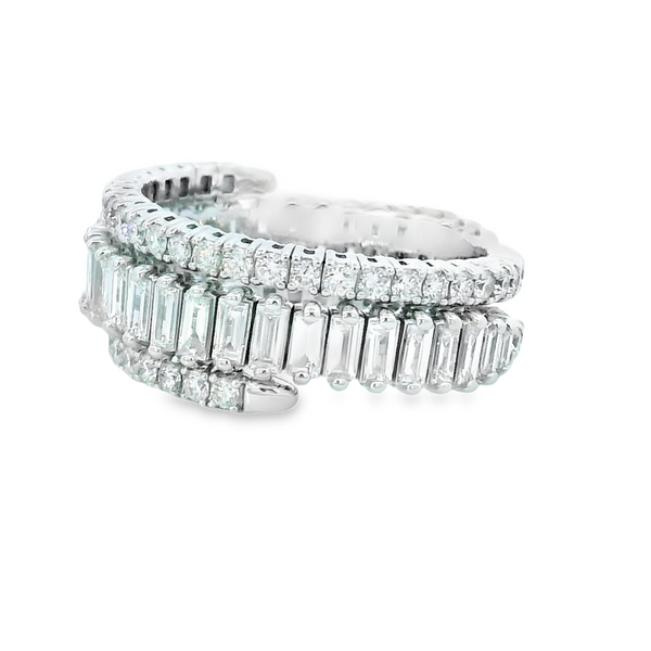 14K White 2.00ct.tw. Flexible Baguette & Round Diamond Band Image 3 Simones Jewelry, LLC Shrewsbury, NJ