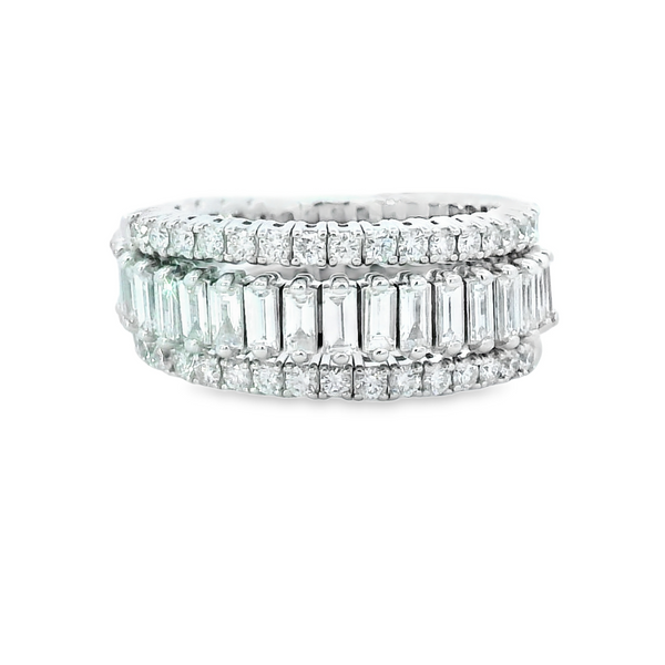 14K White 2.00ct.tw. Flexible Baguette & Round Diamond Band Simones Jewelry, LLC Shrewsbury, NJ