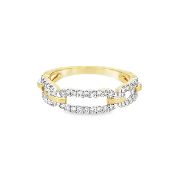 14K Yellow & White Diamond Paper Clip Styel Ring Simones Jewelry, LLC Shrewsbury, NJ