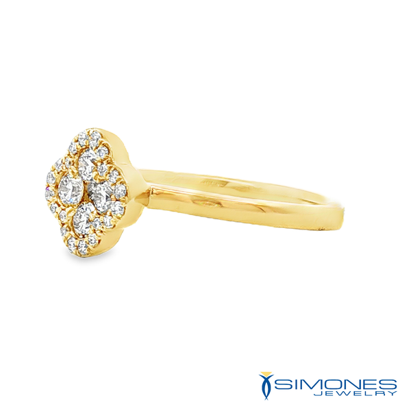 14K Yellow Diamond Clover Ring Image 2 Simones Jewelry, LLC Shrewsbury, NJ