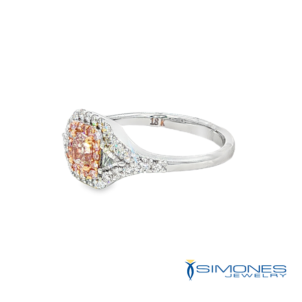 18K White .45ct.tw. Natutal Pink Diamonds .49ct.tw White Diamonds Ring Image 3 Simones Jewelry, LLC Shrewsbury, NJ