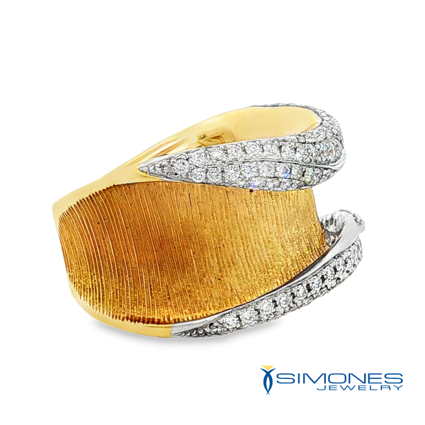 18K Yellow Gold .58ct. tw. Pave' Pinched Swirl Ring Image 2 Simones Jewelry, LLC Shrewsbury, NJ