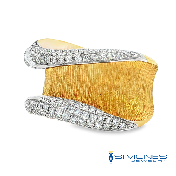 18K Yellow Gold .58ct. tw. Pave' Pinched Swirl Ring Image 3 Simones Jewelry, LLC Shrewsbury, NJ