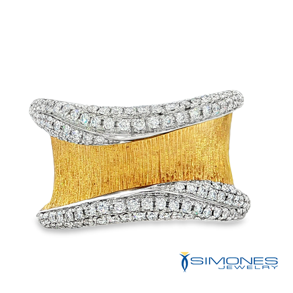 18K Yellow Gold .58ct. tw. Pave' Pinched Swirl Ring Simones Jewelry, LLC Shrewsbury, NJ