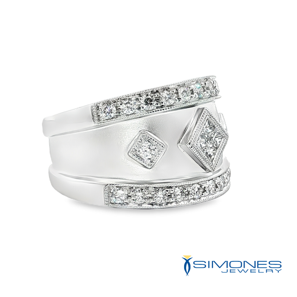 18K White .67ct.tw. Etruscan Style Band Image 2 Simones Jewelry, LLC Shrewsbury, NJ