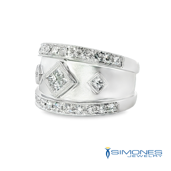 18K White .67ct.tw. Etruscan Style Band Image 3 Simones Jewelry, LLC Shrewsbury, NJ