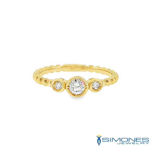 14K Yellow Diamond Bezel Set Ring Simones Jewelry, LLC Shrewsbury, NJ