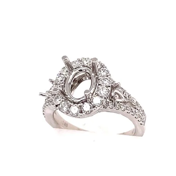 White Gold Diamond Halo Semi Mounting Simones Jewelry, LLC Shrewsbury, NJ