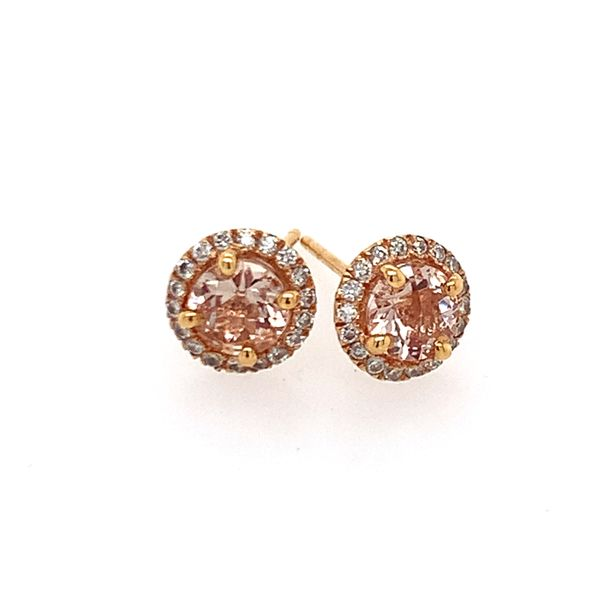 Rose Gold Diamond/Morganite Post Earrings Simones Jewelry, LLC Shrewsbury, NJ