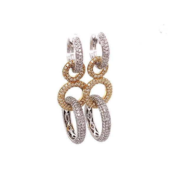 14K Yellow & White Gold Diamond Multi Circle Huggie Drop Earrings Simones Jewelry, LLC Shrewsbury, NJ