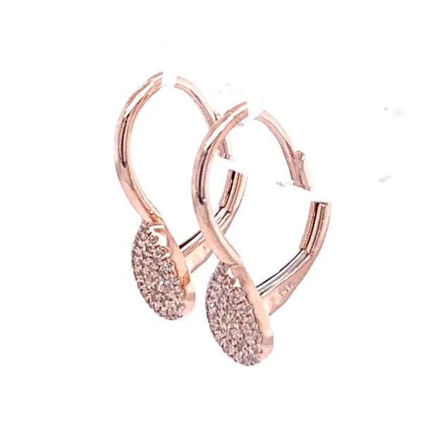 Rose Gold Leverback Diamond Earrings Image 2 Simones Jewelry, LLC Shrewsbury, NJ