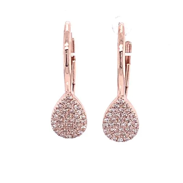 Rose Gold Leverback Diamond Earrings Simones Jewelry, LLC Shrewsbury, NJ