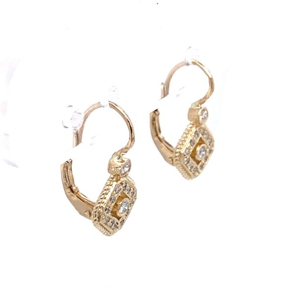 Diamond Etruscan Lever Back Earrings Image 2 Simones Jewelry, LLC Shrewsbury, NJ
