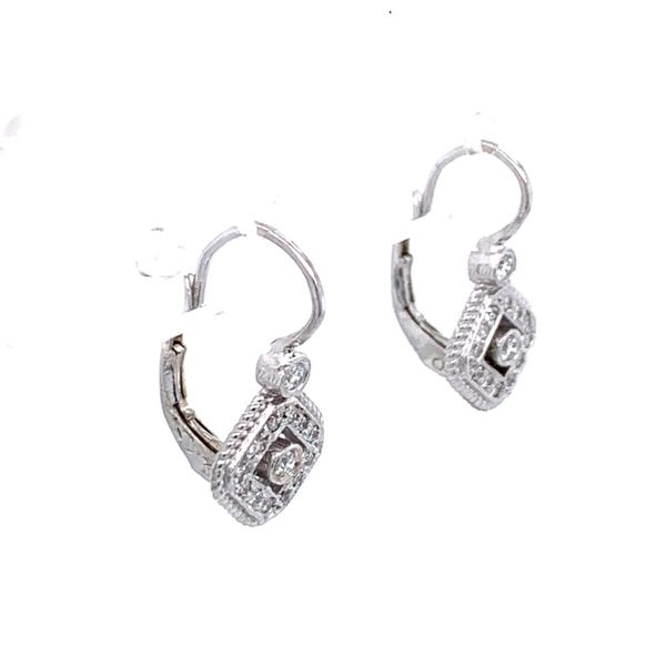 Diamond Etruscan Lever Back Earrings Image 2 Simones Jewelry, LLC Shrewsbury, NJ