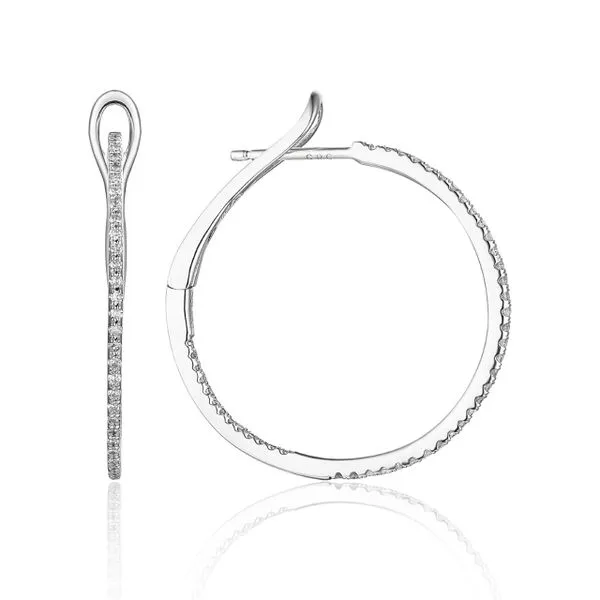 14K White Gold .25ct Diamond Hoop Earrings Simones Jewelry, LLC Shrewsbury, NJ