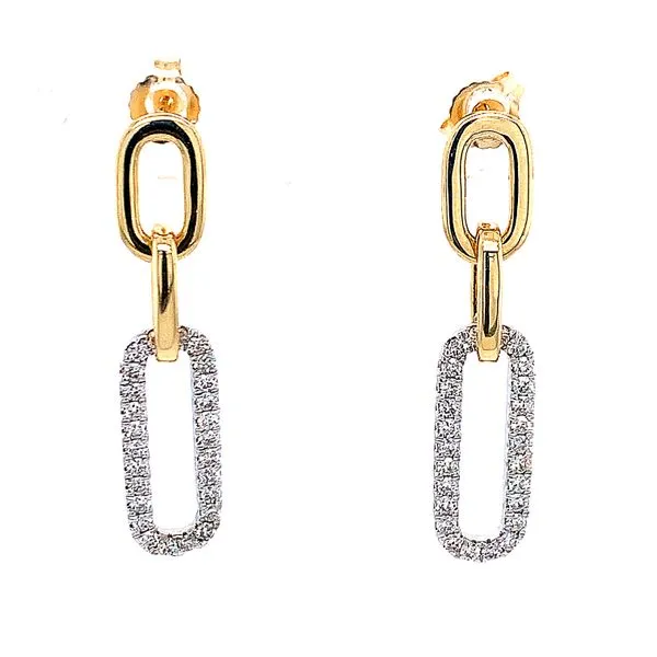 14K Yellow Gold Diamond Paperclip Earrings Simones Jewelry, LLC Shrewsbury, NJ