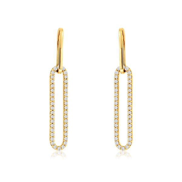 14K Yellow Gold Diamond Paperclip Earrings Simones Jewelry, LLC Shrewsbury, NJ