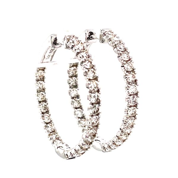 14K White Gold 3.00ct Diamond Inside/Out Hoop Earrings Simones Jewelry, LLC Shrewsbury, NJ