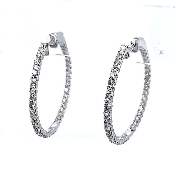 14K White 1.42ct.tw. Diamond Inside Out Hoop Earrings Simones Jewelry, LLC Shrewsbury, NJ