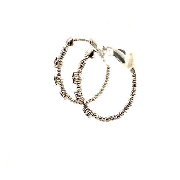 14kWhite Gold Diamond Clover Hoops Image 2 Simones Jewelry, LLC Shrewsbury, NJ
