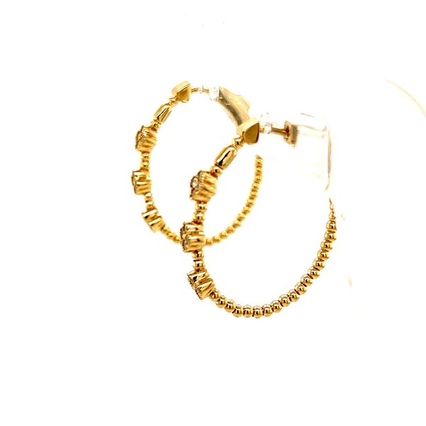 14K Yellow Gold Diamond Clover Hoops Image 2 Simones Jewelry, LLC Shrewsbury, NJ