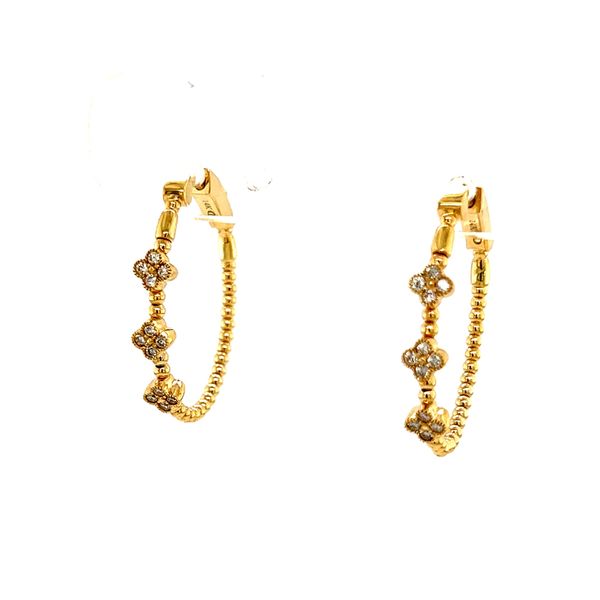 14K Yellow Gold Diamond Clover Hoops Simones Jewelry, LLC Shrewsbury, NJ