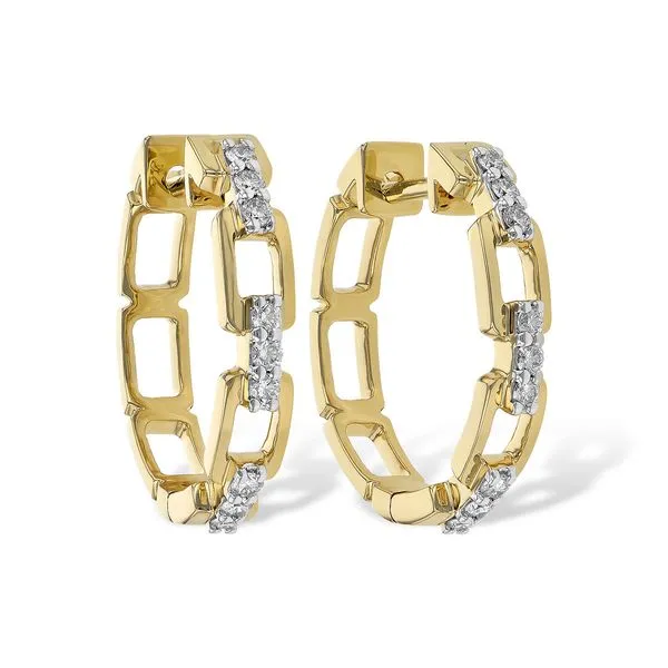 Diamond Link Style Hoops Image 2 Simones Jewelry, LLC Shrewsbury, NJ