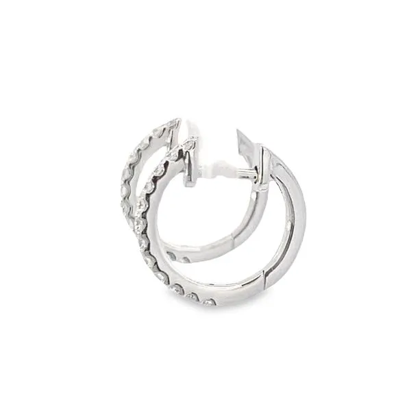 White Gold Diamond Huggie Earrings Image 2 Simones Jewelry, LLC Shrewsbury, NJ