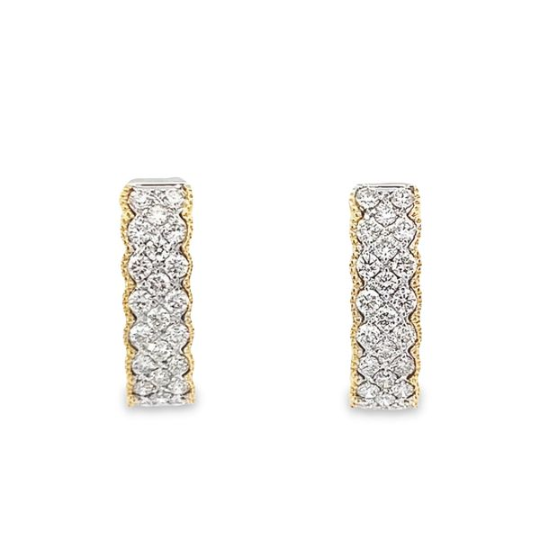 Two Tone Gold Diamond Huggie Earrings Simones Jewelry, LLC Shrewsbury, NJ
