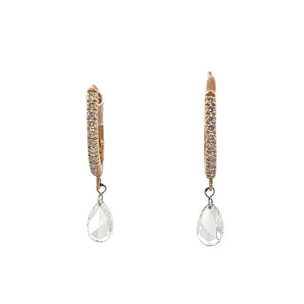 Rose Cut Diamond Briolette Drop Huggie Earrings Simones Jewelry, LLC Shrewsbury, NJ