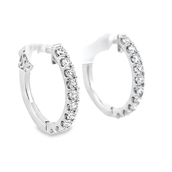 14K Diamond Hoop Earrings Image 2 Simones Jewelry, LLC Shrewsbury, NJ